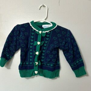 Vintage 1980s baby girl hearts and bows cardigan size 12 mos
